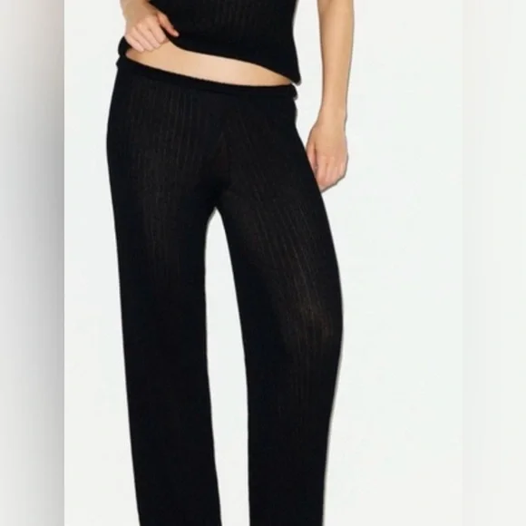 SKIMS Sheer Cotton Lace Sleep Pant | Soot | Size S 🖤 - Picture 2 of 8